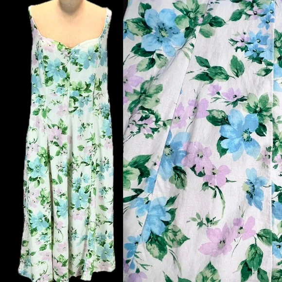 Old Navy cottage country flower garden linen sundress sun dress smocked new‎ nwt