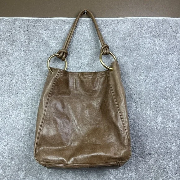 by Anthropologie Brown Bovine Leather‎ Italian Slouchy Hobo Purse