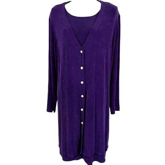 Rabbit Designs USA Made Y2K Purple Sleeveless Dress & Jacket Set 2 Piece 16W