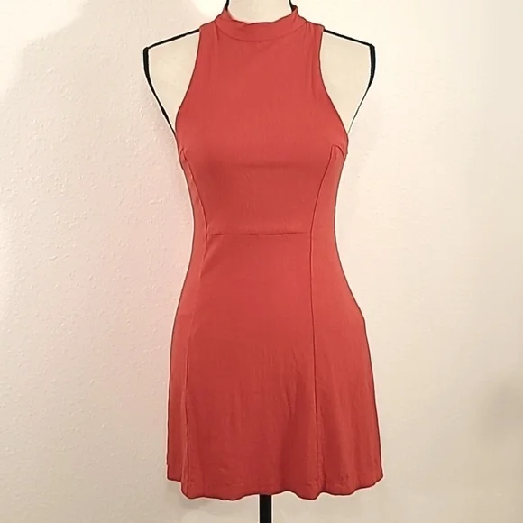 FREE PEOPLE Red-Orange Open Back Lined Dress, size Small