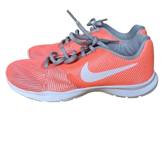 Nike Flex Bijoux Training Shoes Women Size 6 Orange‎ Grey Excellent 881863-600