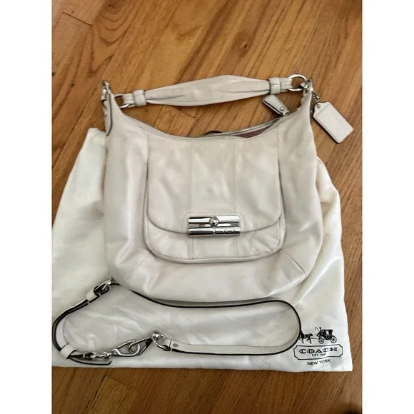 Auth Coach Kristin Leather Hobo 2WAY Shoulder Bag Pink Beige 16808 Dustbag