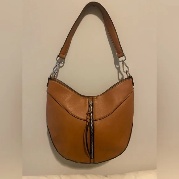 Tan Leather Like Shoulder Hobo Bag