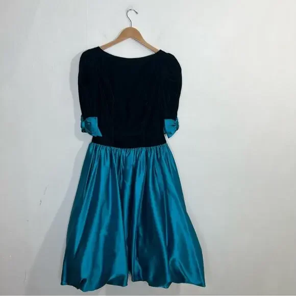 Vintage Dessy Creations Velvet Satin Bubble Skirt Gown Dress Size Medium
