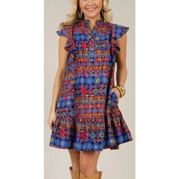 PINCH Floral Pintuck Mini Dress Sz. L