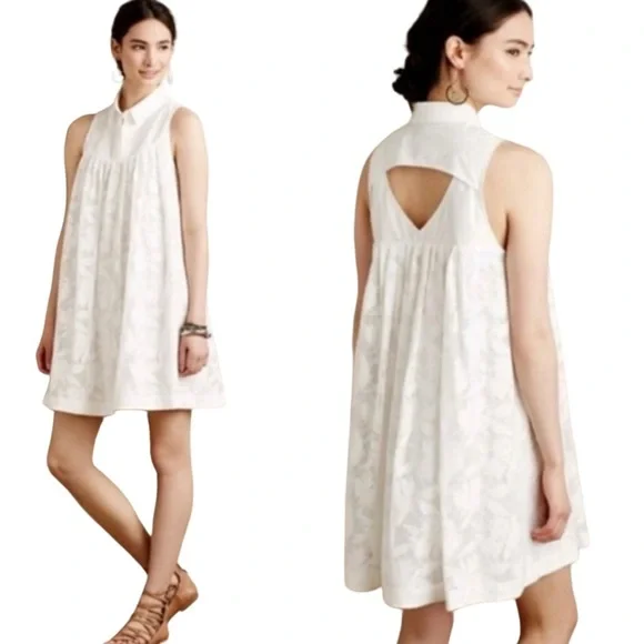 Anthropologie HD in Paris white lace swing dress XS