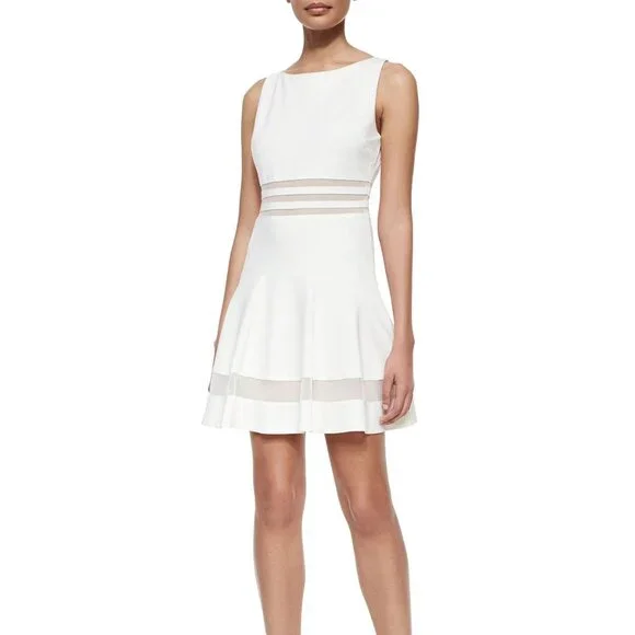 Erin Fetherston Tessa Sleeveless Mesh-Striped‎ Flounce Dress