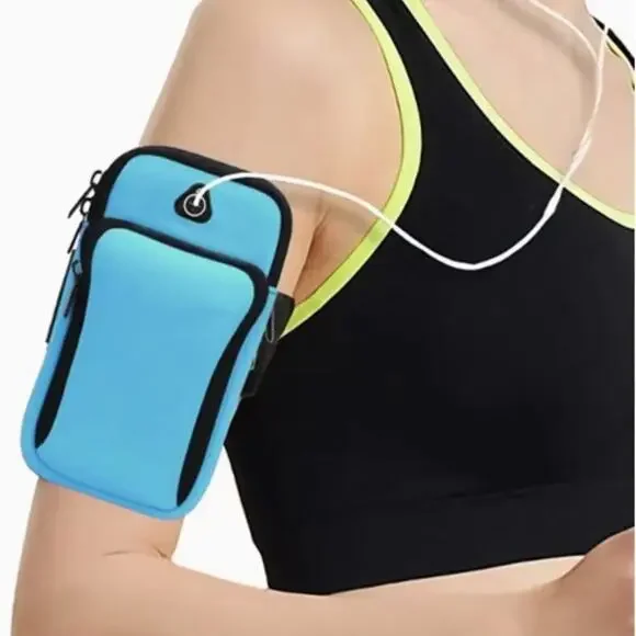 Women's Blue Sports Athletic Arm Band Cell Phone Carrying Case