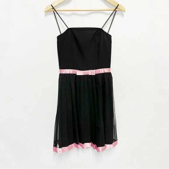 Rampage Vintage 90s Y2K Black & Pink Trim Party Dress Juniors Size 5