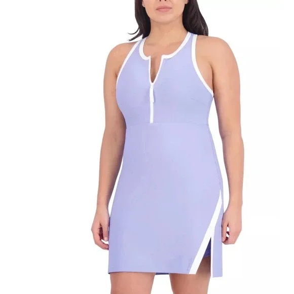 Sage‎ Collective Womens Small Periwinkle Blue Half Zip Racerback Tennis Dress S