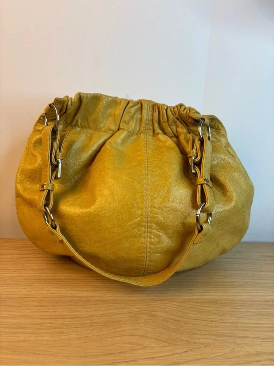 Vintage Fossil Yellow Soft Leather Slouchy Hobo Bag