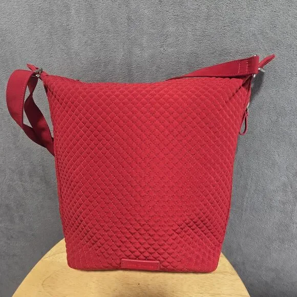 Vera Bradley Hobo Shoulder Bag Purse‎ True Red Quilted Side Pocket 14x12x6