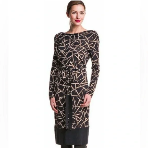 Diane Von Furstenberg Saniah Bis Grass Rain Silk Jersey Wrap Waist Dress, Sz 2