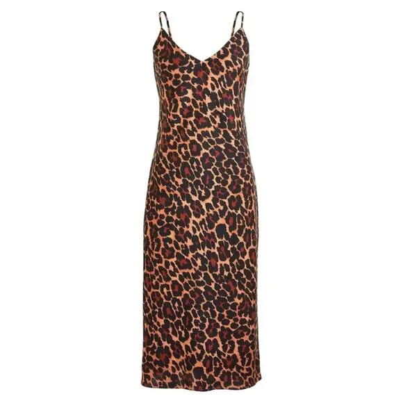 New J.Crew Bias-Cut Slip Dress in Leopard Women's Size 4