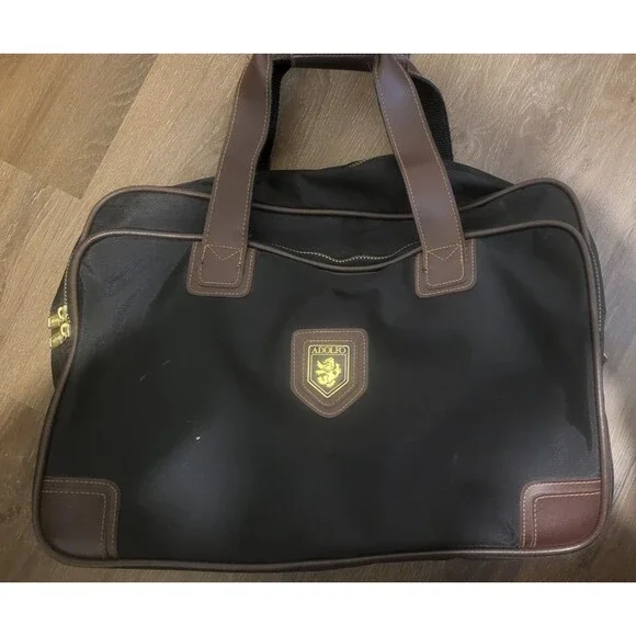 Vintage Adolfo Duffle Bag Black Weekender Travel Large Luggage Tote No Strap
