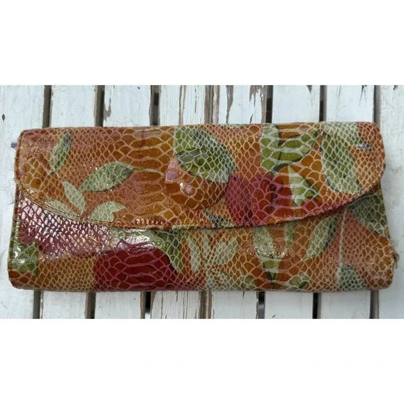Hobo International Clutch Yellow Summer Bloom Patent Leather