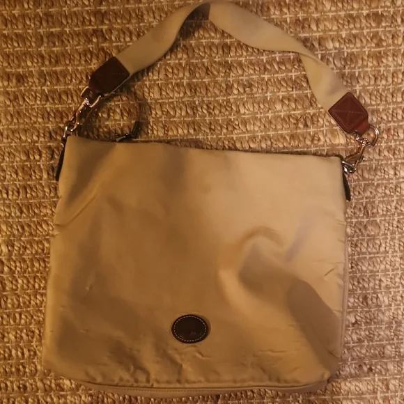 Dooney & Bourke Tan Canvas Large Hobo Tote Bag with Classic Design