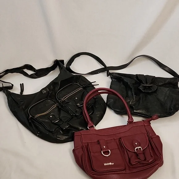 MultiSac Burgundy Handbag W/ Two Black Hobo Bags