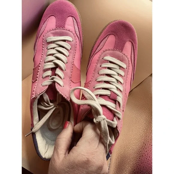 Dolce Vita Pink Leather Suede Sneakers Womens Size 9 Colorblock Lace Up