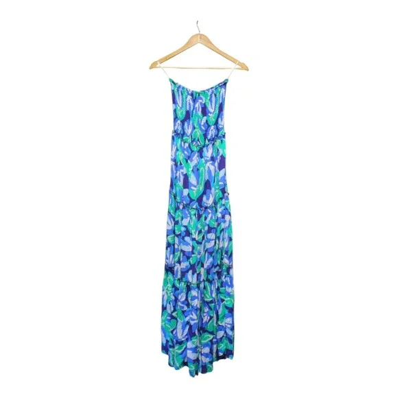 ABEL THE LABEL Maxi‎ Dress Blue Green White Halter Anthropologie Size XS