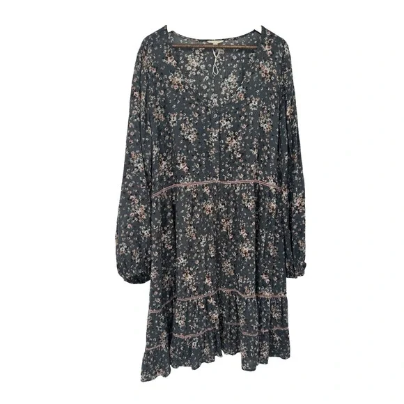 Oddi Boho Babydoll Tiered Cottage Prairie Oversized Dress 3X long sleeve country