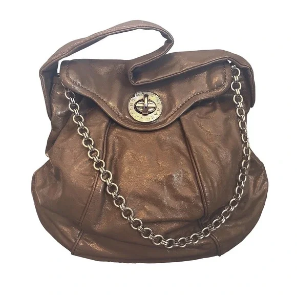 Marc by Marc Jacobs Totally Turnlock Leather‎ Chain hobo Shoulder Bag Brown