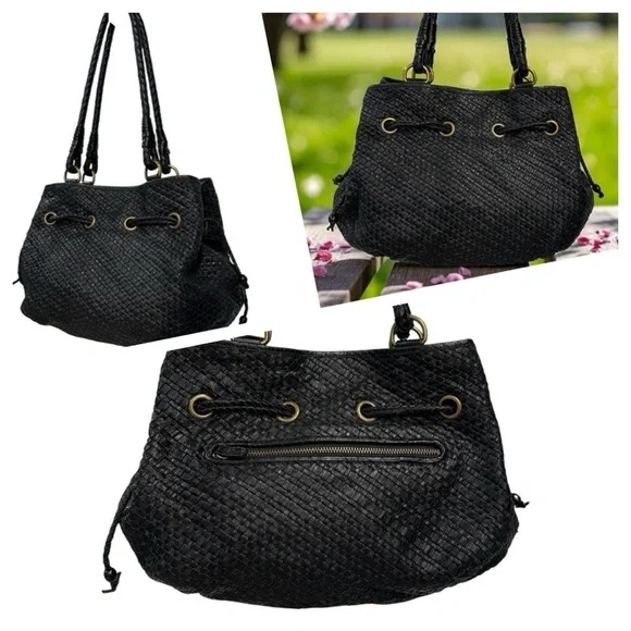 The Sak Black Woven Hobo Bag
