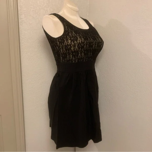 Style & Co. 6P Black Fit & Flare Mini Dress for Cocktail Lace Overlay LBD