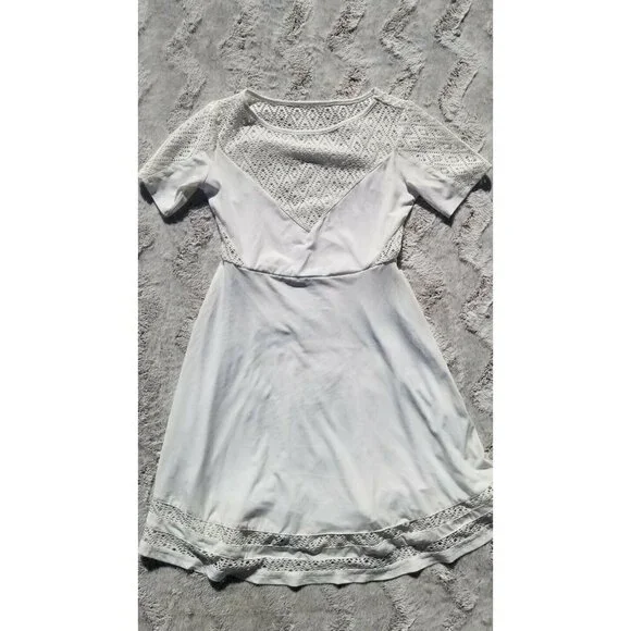 Tobi Knit Mesh Top‎ Quarter Sleeve White Dress XS