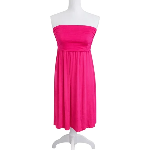 24seven Comfort Apparel Pink Strapless Strechy Empire Waist Mini Dress XL NWT