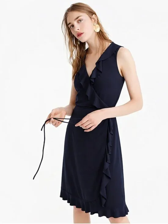 J. Crew Sleeveless Ruffle Wrap Dress
