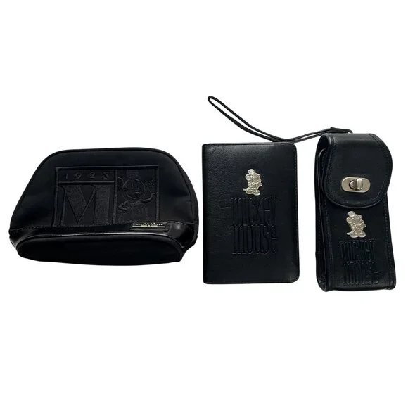 The Disney Store Y2K Mickey Mouse Black Leather 1928 3 Piece Set
