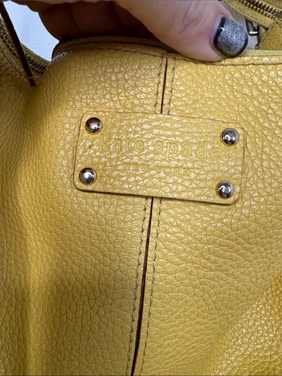 Kate Spade Yellow Pebbled Leather Side Pockets Hobo Bag BLEMISH
