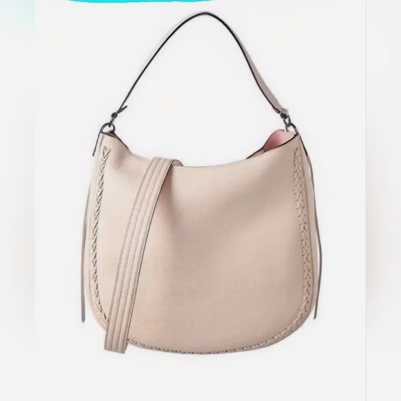 Rebecca Minkoff Unlined Whipstitch Leather Hobo Bag, Soft Blush