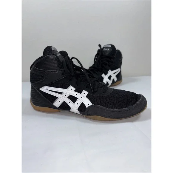 Asics Matflex 7 Wrestling Youth Boys Size 6‎ Black White Shoes 1084A011 Comfort
