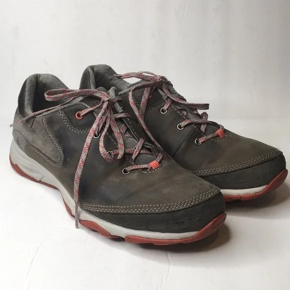 Ahnu Sugar Venture Gray and Brown Suede Leather Low Top Sneakers