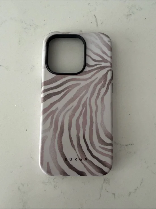 EUC Burga “Lustre” Zebra Print Iphone 14pro Phone Case