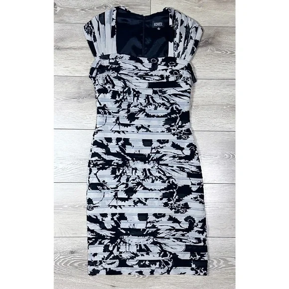 Adrianna Papell Floral Shutter Pleated Bodycon Dress