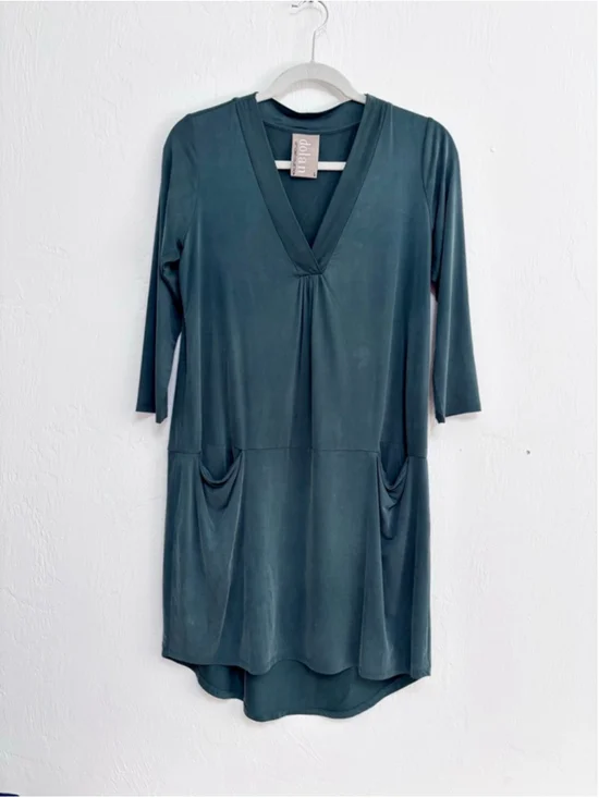 Women's dolan London Teal Green 3/4 Sleeve Dress S Cupro