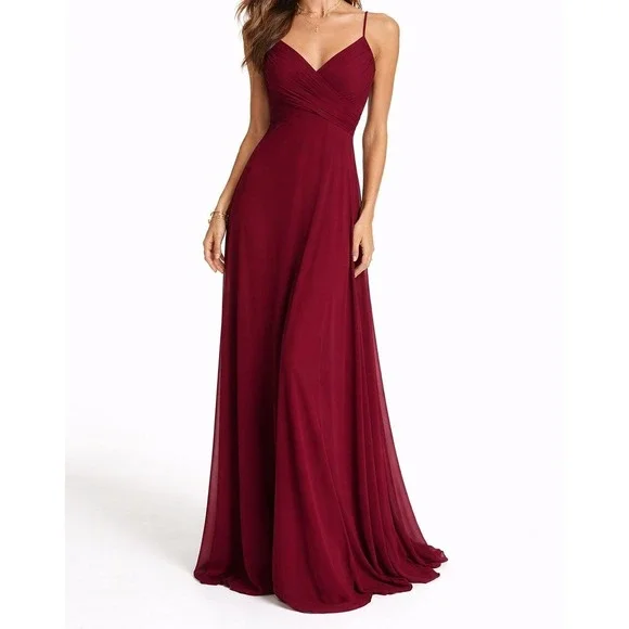 Lulus Burgundy Bridesmaid Maxi Dress Formal Wedding Guest Gown Size 2