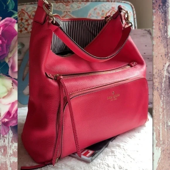 KATE SPADE CORAL ( HOT PINK / ORANGE) LIZZIE HOBO BAG LIKE NEW