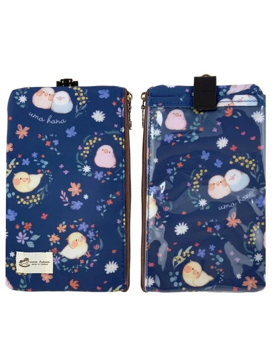 Waterproof Floral Bird Phone Case Pouch W/ Neck Strap