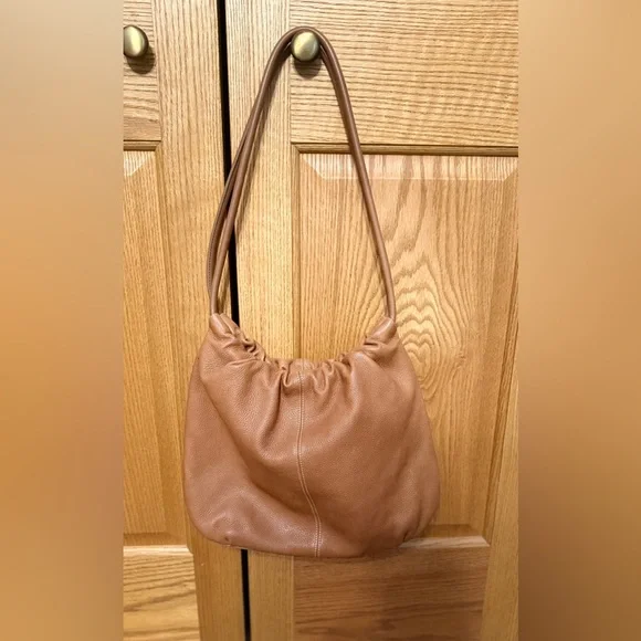 Fossil Pebble Leather Brown Shoulder Hobo Bag