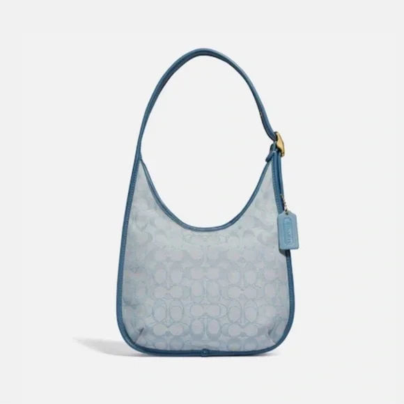 NWOT Coach C2588 Ergo Shoulder Bag In Signature Jacquard and Leather Blue