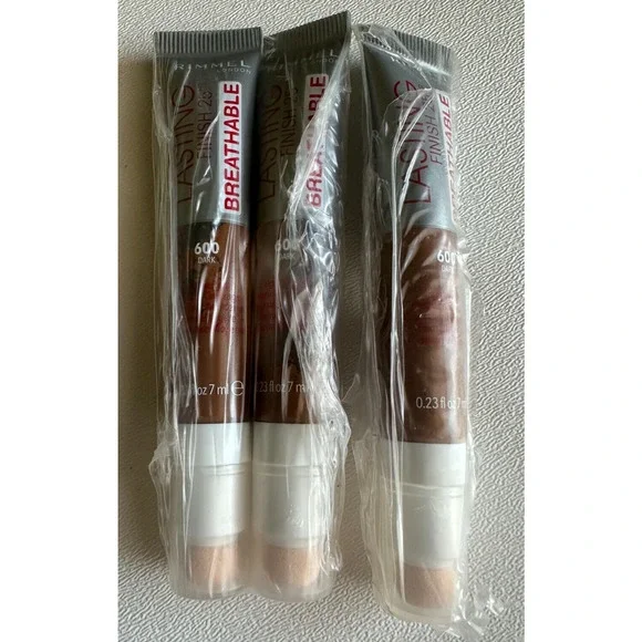 Lot Of 3 Rimmel Lasting Finish 25-Hr Breathable‎ Concealer #600 Dark 0.23 Oz