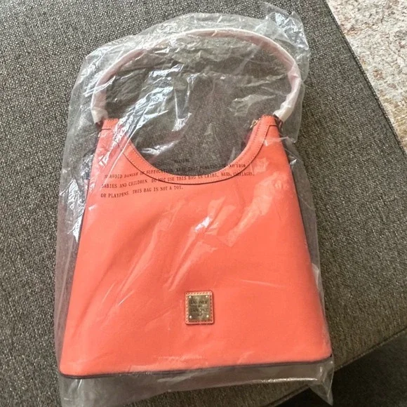 Dooney & Bourke Saffiano Leather Hobo Bag Coral Pink Orange BSAFF1613 CRCR New