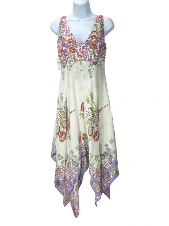 Anthropologie Women’s Floral Midi Dress Size 0 Boho Viscose NWT