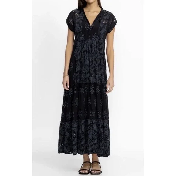 Johnny Was Cleo Aurelia Maxi Dress S Fits M Black Embroidered Boho $630 READ