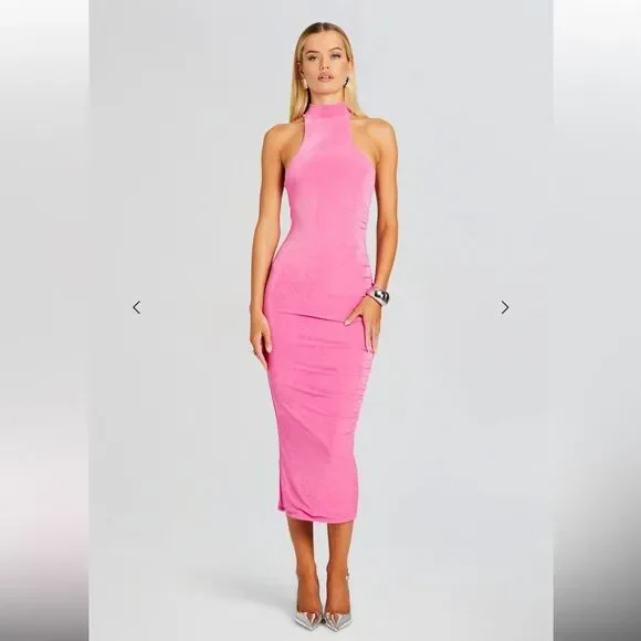 SER.O.YA Neon pink Barbie Pink‎ Delta Turtleneck Dress NWT XS