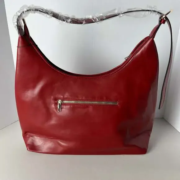 K Carroll Accessories Red Vegan‎ Leather Hobo Shoulder Bag RFID NWT